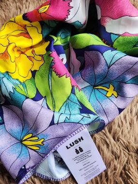 Lush Life Bright Floral Multicolor Silk-Feel Scarf Pink, Yellow, Lime, Purple